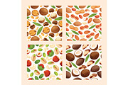 Nut vector seamless pattern nutshell