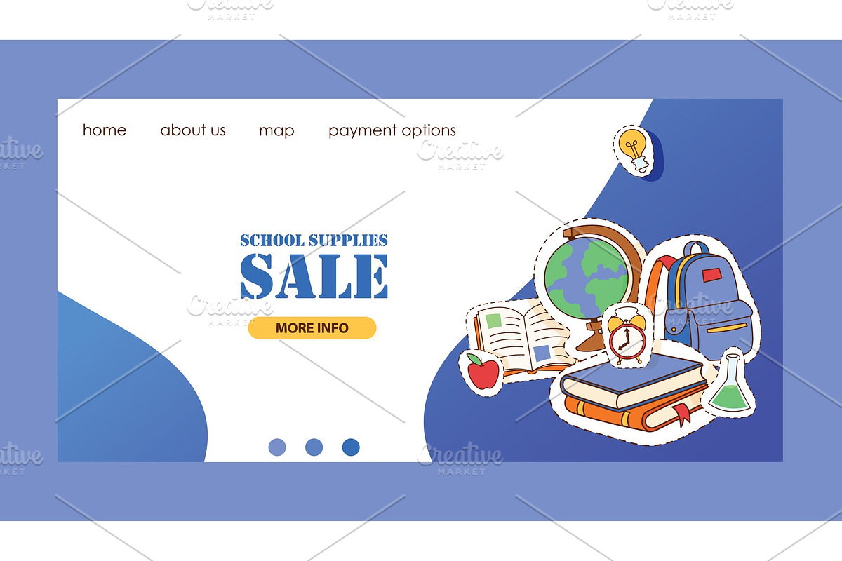 School supplies vector landing page in Illustrations - product preview 8