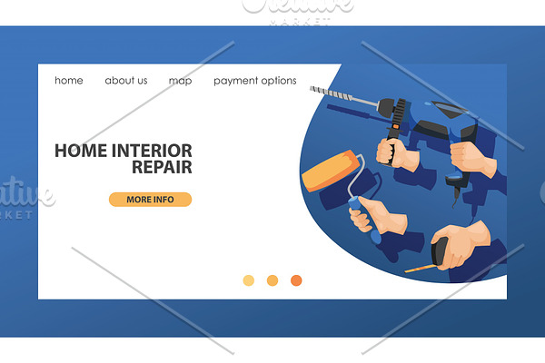 Hand tool vector landing web page