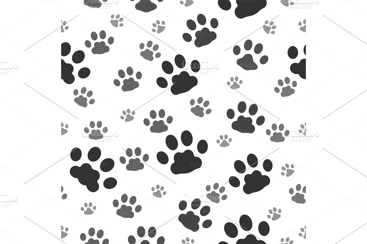 Paw prints seamless pattern in Illustrations - product preview 8