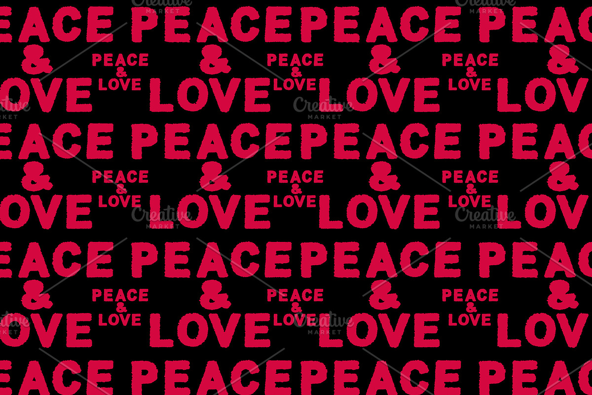 Peace and Love Phrase Seamless Patte in Patterns - product preview 8