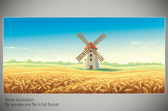 Mill in the field with wheat in Illustrations - product preview 2