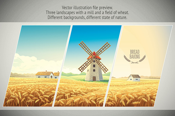 Mill in the field with wheat in Illustrations - product preview 3