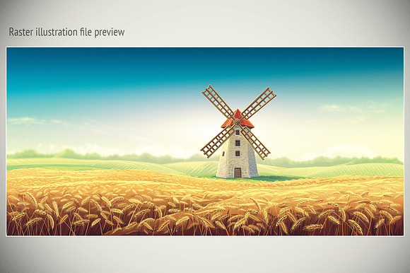 Mill in the field with wheat in Illustrations - product preview 5