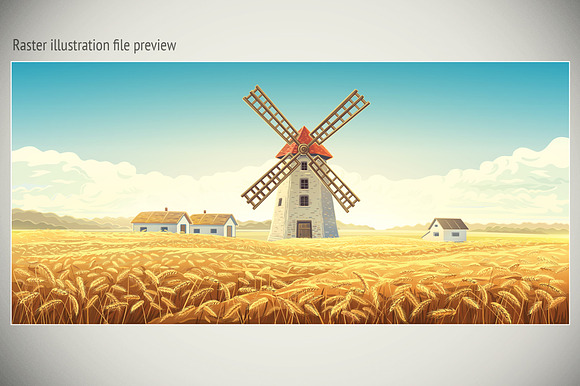 Mill in the field with wheat in Illustrations - product preview 6