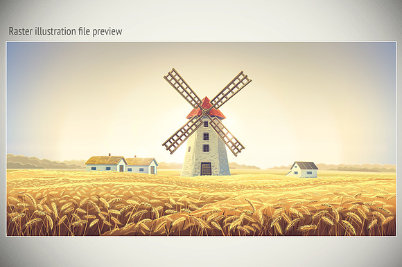 Mill in the field with wheat in Illustrations - product preview 7