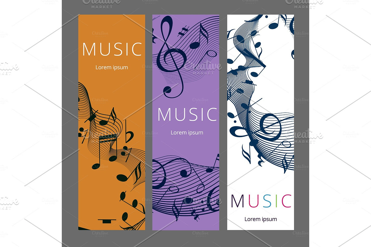 Set of abstract banners with music in Illustrations - product preview 8