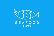 Fish line icon. Seafood store logo.
