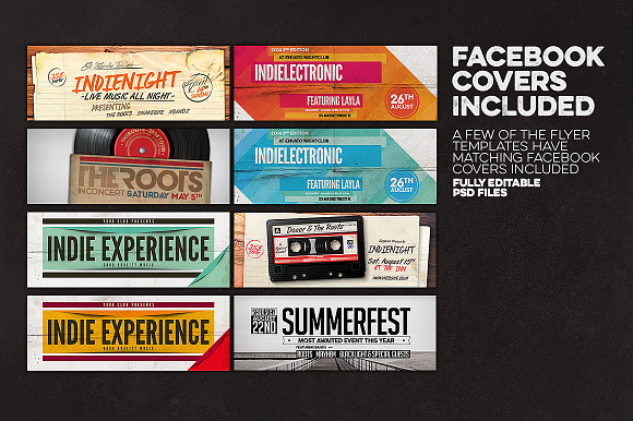 12 Indie Flyers Bundle + FB Covers in Flyer Templates - product preview 3