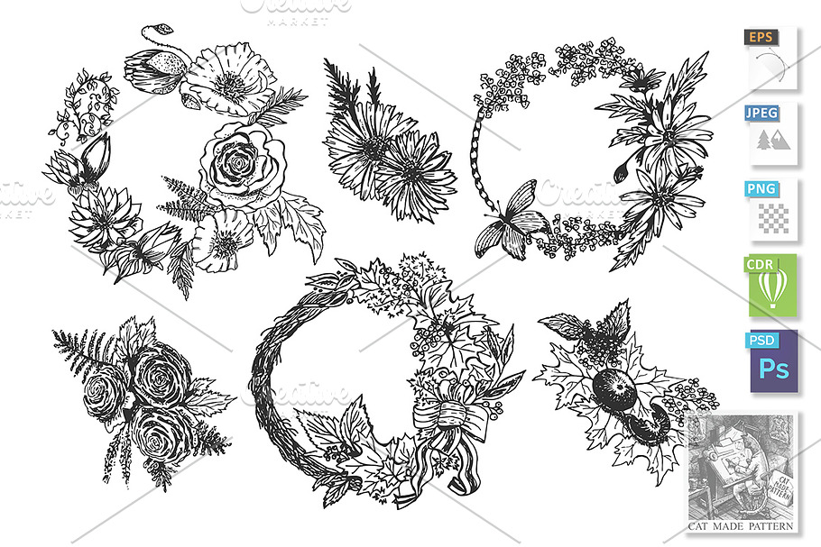 Collection of beautiful flower acces in Illustrations - product preview 8