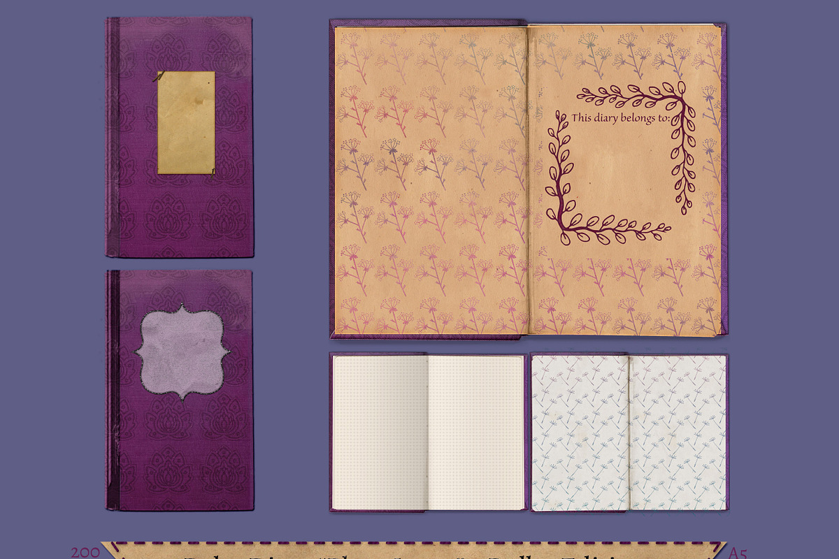 Digital Journal - Plum Purple Bullet in Stationery Templates - product preview 8