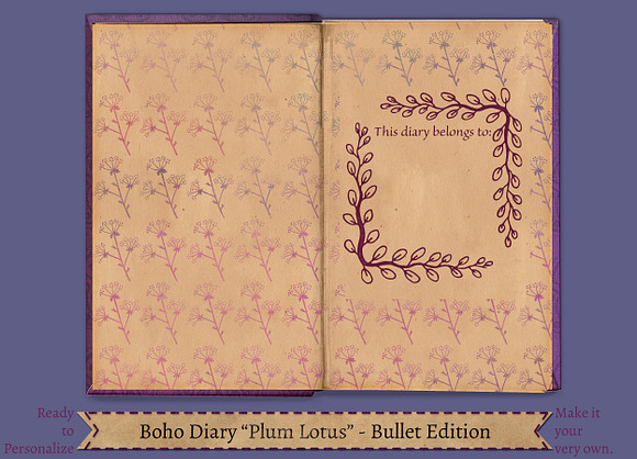 Digital Journal - Plum Purple Bullet in Stationery Templates - product preview 2
