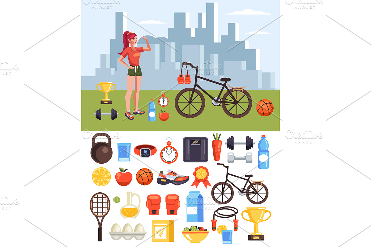 Sport and healthy life style icons in Web Elements - product preview 8
