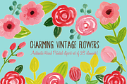 Watercolor Vintage Flowers