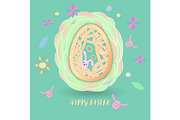 Easter egg with cute rabbit.
