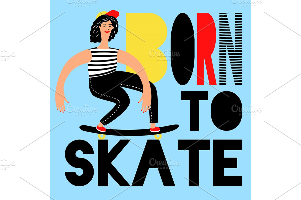 Women skateboarding poster in Illustrations - product preview 8
