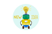 Cute boy robot new idea emblem