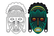 Outline and color african mask