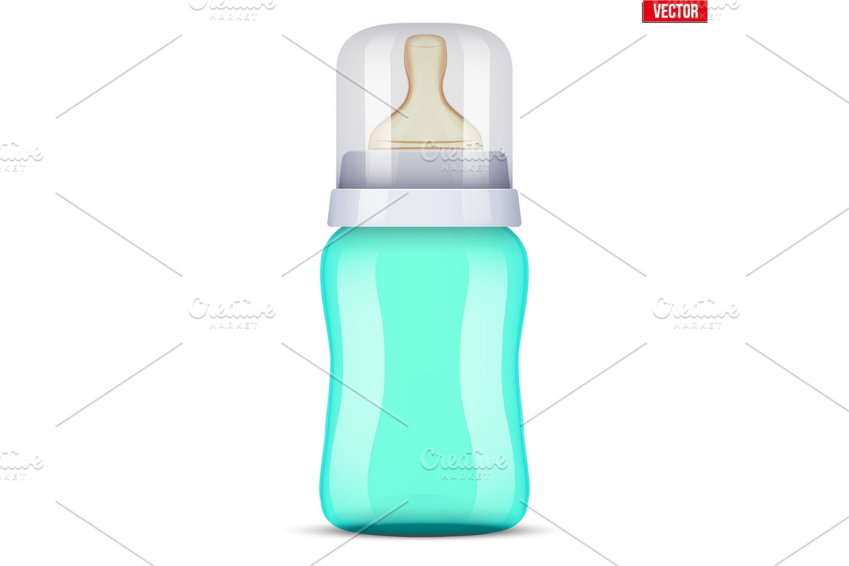 Baby bottle with nipple pacifier in Illustrations - product preview 8