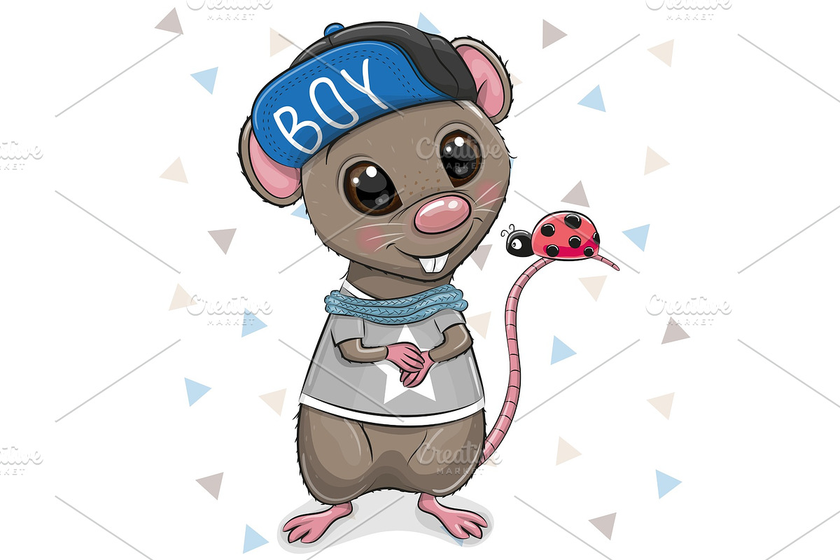 Cartoon Rat in cap in Illustrations - product preview 8