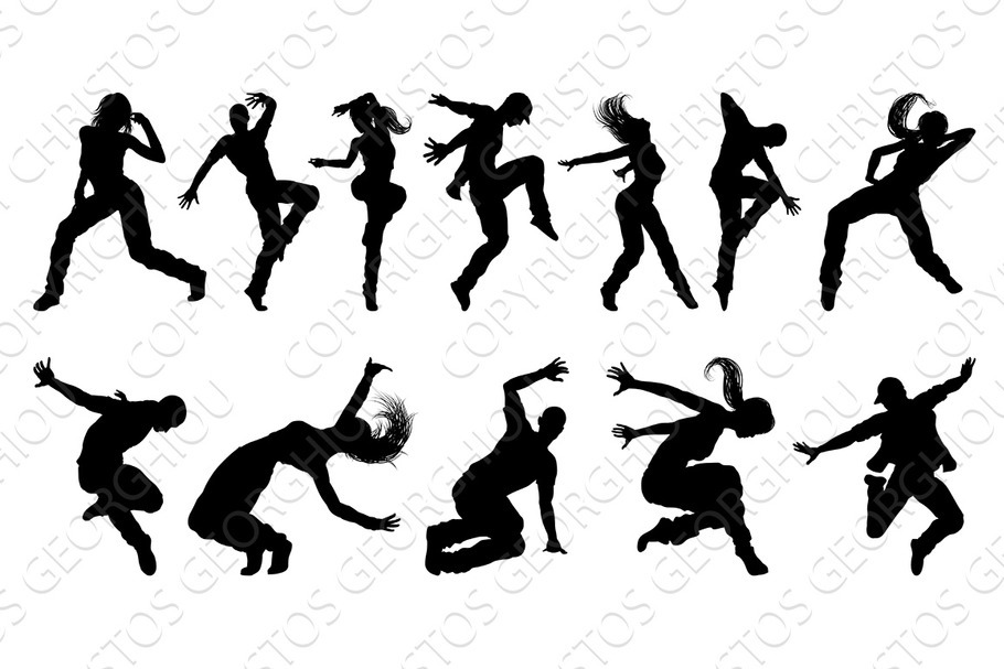 Street Dance Dancer Silhouettes in Illustrations - product preview 8