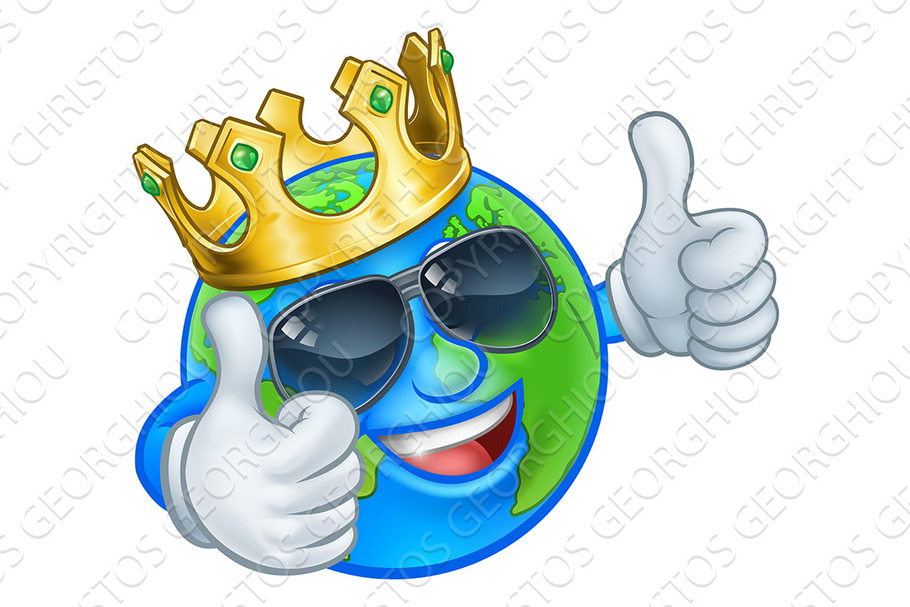 Earth Globe Crown Sunglasses Cartoon in Illustrations - product preview 8