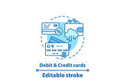 Debit and credit cards concept icon