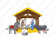 Nativity Christmas Scene Cartoon 