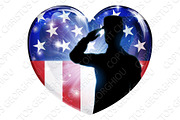Soldier Saluting Patriotic American
