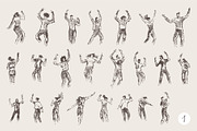 Sketches of dancing people