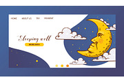 Cartoon moon vector landing page