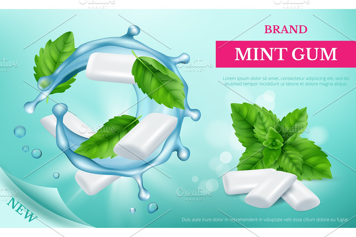 Mint gum. Advertizing poster with in Graphics - product preview 8