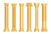 Golden antique column. Classic roman
