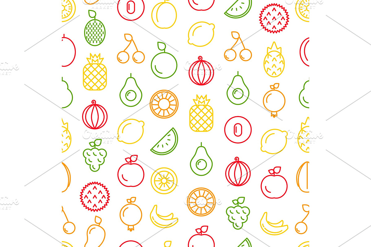 Vector line fruits icons pattern or in Graphics - product preview 8