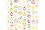 Vector line fruits icons pattern or