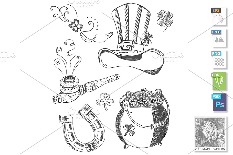 leprechaun accessories set in Illustrations - product preview 8