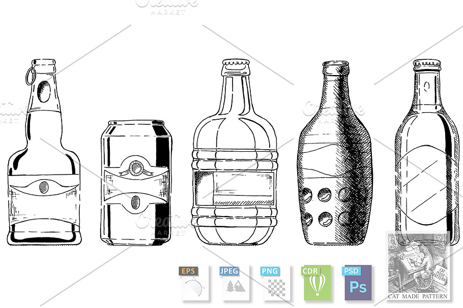 Beer bottle set in Illustrations - product preview 8