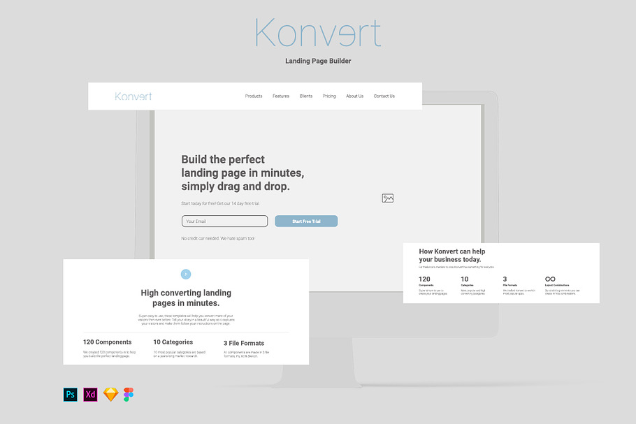 Konvert Landing Page Builder in Wireframe Kits - product preview 8
