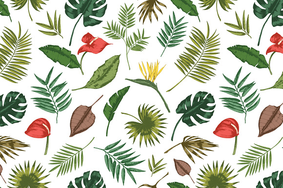 Tropical leaves seamless patterns in Patterns - product preview 1