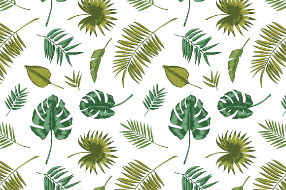 Tropical leaves seamless patterns in Patterns - product preview 2