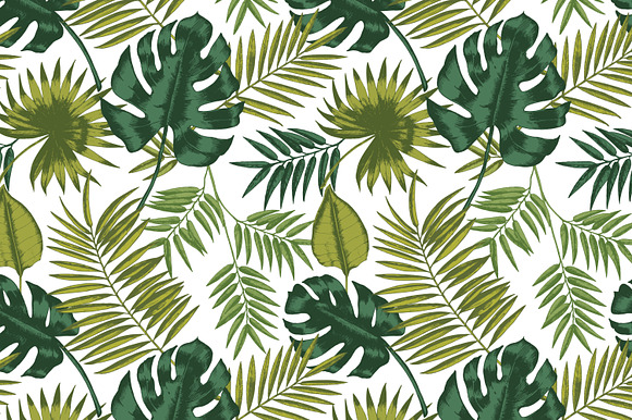 Tropical leaves seamless patterns in Patterns - product preview 3