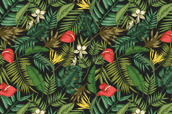 Tropical leaves seamless patterns in Patterns - product preview 7