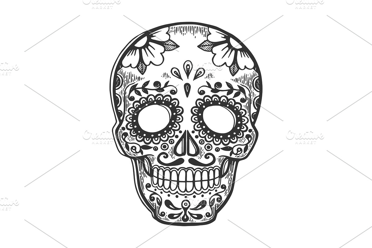 Mask Day of the Dead sketch in Illustrations - product preview 8
