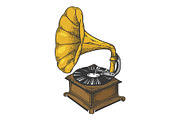 Old fashioned gramophone sketch