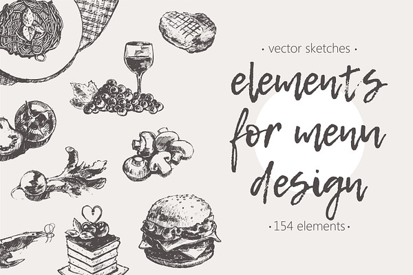 Set of elements for menu design