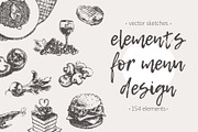 Set of elements for menu design