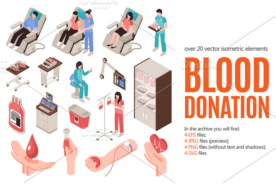 Blood Donation Isometric Set in Illustrations - product preview 8