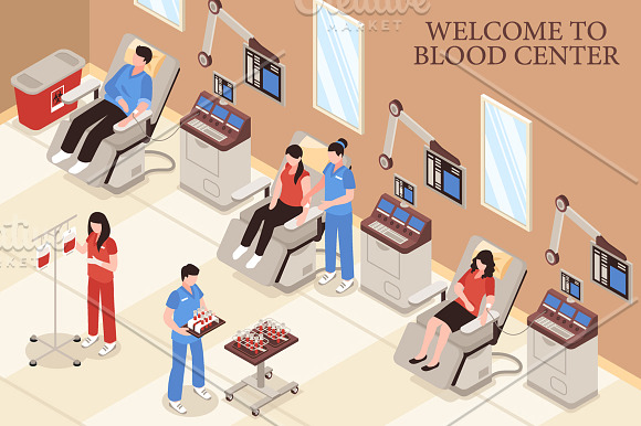 Blood Donation Isometric Set in Illustrations - product preview 1
