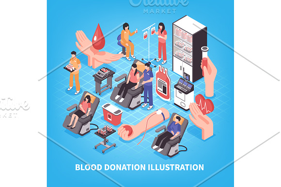 Blood Donation Isometric Set in Illustrations - product preview 2