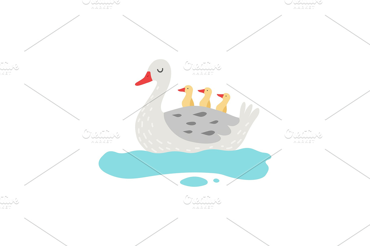 Beautiful White Goose Cartoon in Illustrations - product preview 8